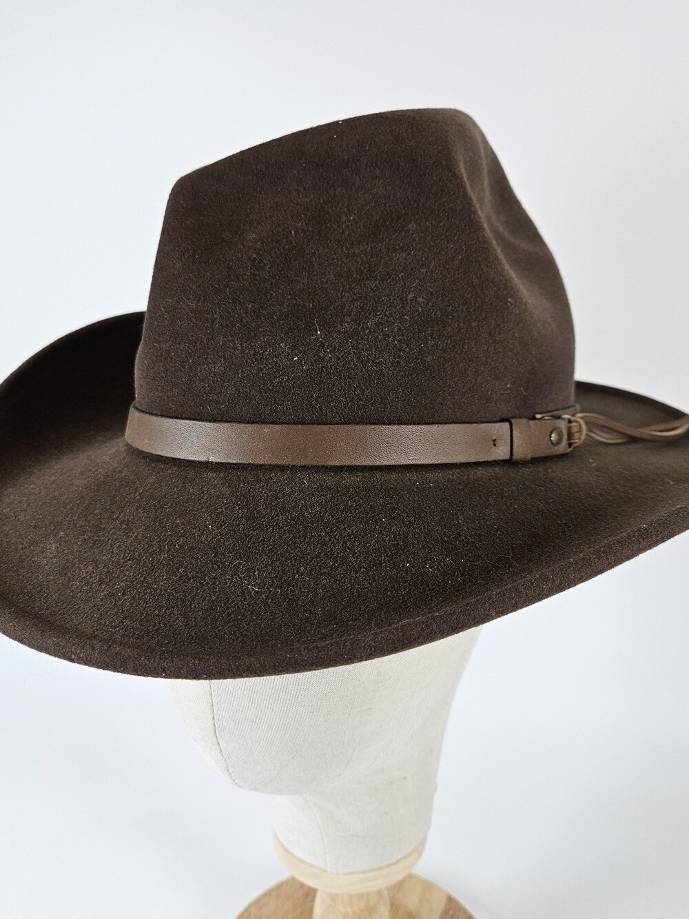 Dorfman Pacific Fedora Hat Wool Felt Brown Leather Band USA Size Small USA